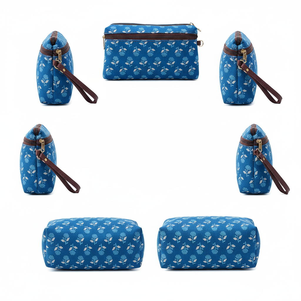 Indigo 3 zip wristlet