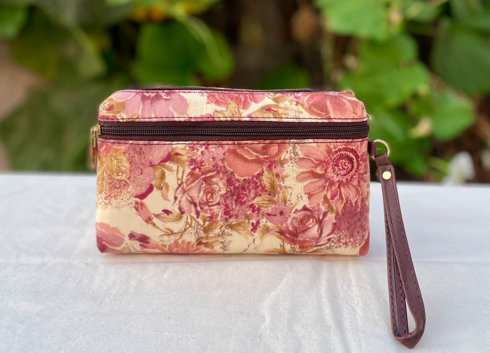 Rosy 3 zip wristlet