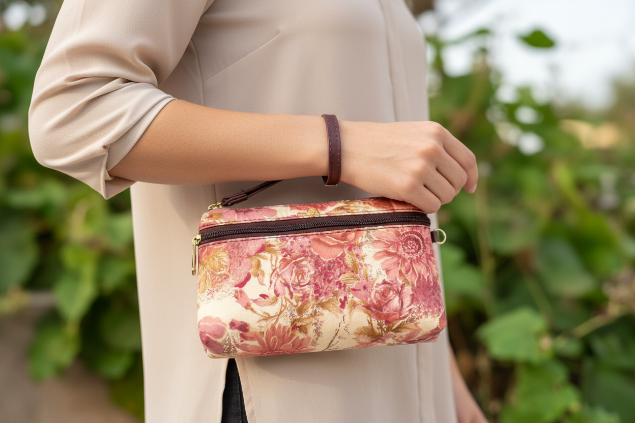 Rosy 3 zip wristlet