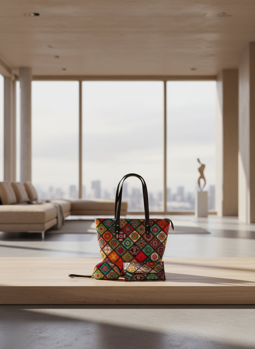 geometric combo tote