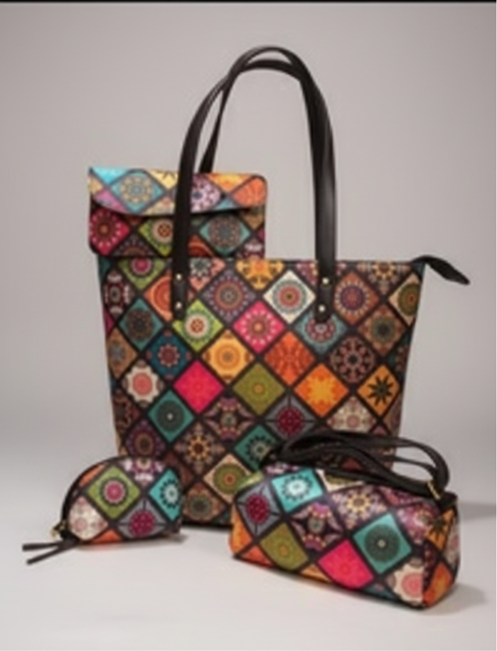 geometric combo tote