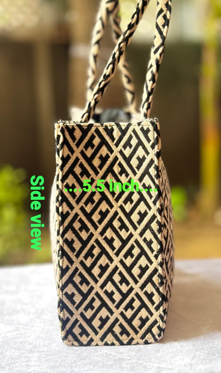 Greek key lucky tote