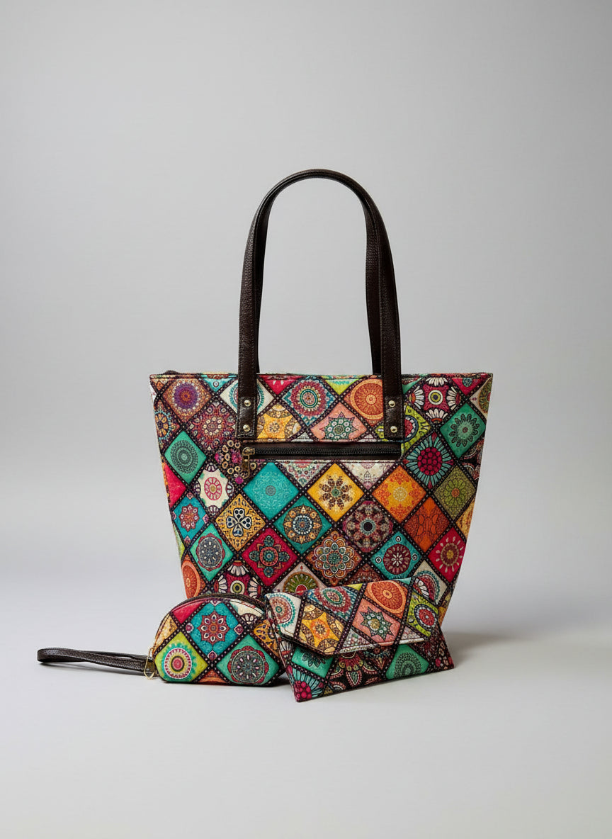 geometric combo tote