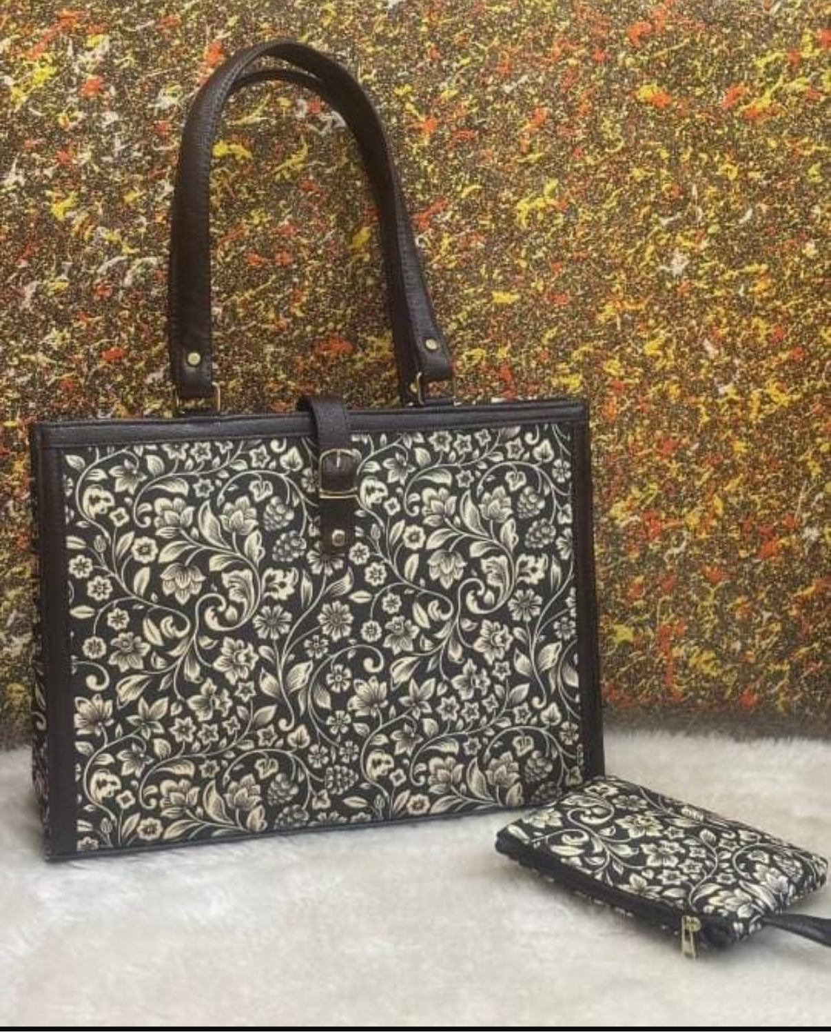 Damask joy tote office bag